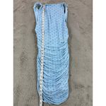 ZARA NWT  Light Blue Polka‎ Dot Sleeveless Ruched Bodycon Mini Dress size M Y2K Photo 5