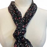 Leslie Fay  Black Skirt with Red and White Accents Matching Scarf Vintage Boss 10 Photo 4