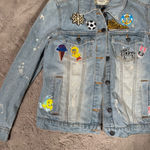 Ashley Vintage Charm Denim Jacket Women's Small Distressed Blue Jean Embroidered Photo 2