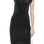 & Other Stories Cupro Blend Cap Sleeve Fitted Ruched Dress Black Size 4 Photo 0