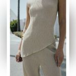 ZARA NWT 2 piece coord matching pants set asymmetrical hem top textured material Photo 1