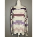 Aeropostale Oversized Sweater Coquette S Pullover Cream Purple Waffle Knit Comfy Photo 1