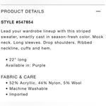 Ann Taylor  Striped Mockneck Pullover Sweater (Sz L) Lavender & Chocolate Stripes Photo 11