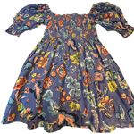 Velvet Tees Velvet by Graham & Spencer Blue Floral Smocked  Mini Dress - Size L Photo 8