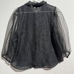 Andrew Marc  Blouse Top Women's Small Black Polka Dot Lined‎ Collared Button-Up Photo 4