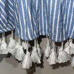 Rise of Dawn Blue Pinstripe Tassel Crop Zip Back Large Blue Photo 5