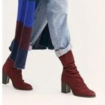 Free People Elle Block Heel Boots in Bordeaux Nubuck sz 37 (7) NWT Photo 0