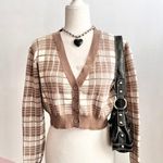 Love Tree Brown Plaid Cardigan Cottagecore Academia Retro Preppy Vintage Inspired Large Photo 0