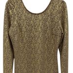 Rhapsody  Y2K Bodycon Gold Metallic Long Sleeve Textured Dress Womens Large Photo 8