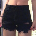 Black High Waisted Jean Shorts Photo 0