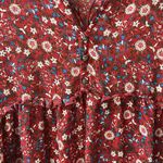 ZARA Red Floral Print Blouse Dress with Gem buttons Women's Size Large Photo 8