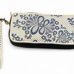 Isabella Fiore  blue embroidered wristlet bag Photo 0