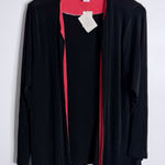 Coldwater Creek NWT Travel Knit Contrast Trim Cardigan Black Coral Large Travel Photo 0