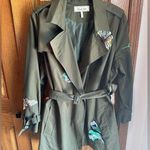 Sheryl Crow Embroidered Jacket~Be Myself~Hummingbirds Plus Suze 2X Short Trench Green Photo 0