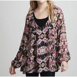 Show Me Your Mumu Medium Chelsey Ikat Print Top Blouse Long Sleeve Keyhole Women Photo 0