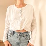 Aerie  White Long Sleeve Henley Top Photo 2