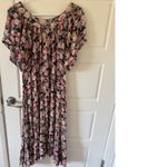 En Crème Sz S Women Black Pink Floral Tiered Flowy Maxi Dress Romantic Bohemian Photo 2