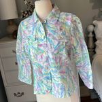 Ruby Rd  Blouse Blazer Lightweight Sheer Jacket Floral Womens 10P Pastel Grandma Photo 2