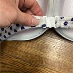 Wolf & Whistle halter bikini top. Navy on white polka dots. 36F Blue Size undefined Photo 7