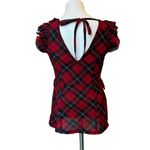 Denim & Supply Ralph Lauren  Red Tartan Plaid Ruffle Top Blouse Sleeveless, Sz M Photo 2