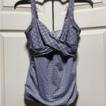 women's Lands' End blue & black surplice tankini top UP 50 size 10 D Bra pads Photo 4
