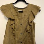 Anthropologie Pilcro Flutter-Sleeve Button Down Tunic Mini Dress Military XS Photo 4