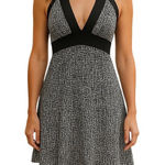 XX3 Dress Womens Small Black White Geometric Halter Empire Cocktail Y2K Sexy Photo 0