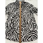 John Mark Zebra Tunic Size M Black White Oversized Lagenlook Wired Collar Size M Photo 8