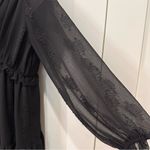 ZARA  Jacquard Mini Dress Long Sleeve Chiffon Babydoll Black Small Whimsigoth Photo 8