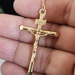 Gold with Clear Crystal Rosary Necklace St Jude Pendant Photo 3