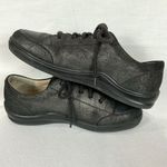 Women's Finn Comfort SoHo Germany Black Leather Sneaker Sz 41/10 Silver Sparkles Photo 3
