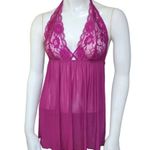Dreamgirl  Magenta Mesh & Lace Halter Babydoll Chemise (M) Photo 2
