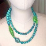 Sterling Silver JAY KING DTR  Green and Blue Turquoise Cabochon Long Necklace Photo 6