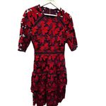 Just Me Stunning Red and Burgundy Crochet Lace Dress Small With Sleeves Photo 2