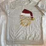 Workshop Republic Clothing  Gray Sweatshirt Gold Pug w/ Santa Hat Size Small Photo 4