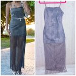 ZARA Nwot  lace bottom denim top long maxi dress grey sleeveless dress summer xs Photo 2