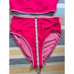 NWOT, Hot Pink One Shoulder Embroidered Bikini, Size Small Photo 4