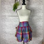 Urban Outfitters Kimchi Blue Rainbow Plaid Smocked Mini Skirt Photo 1