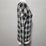 EXPRESS  Black & Ivory Buffalo Check Crewneck Wool Blend Sweater Size Small Photo 2