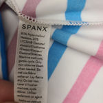 Spanx  Swim Shirt Rash Guard‎ Ocean Stripe Hibiscus Crew Neck Long Sleeve Medium Photo 4