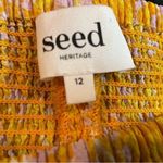 SEED Heritage Women's Yellow Floral Smocked Off The Shoulder Dress Sz 12 Orange Photo 7