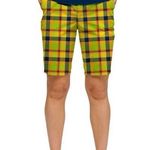 Loudmouth Womens Margarita Plaid Golf Bermuda Shorts Multicolored Y2K SZ 2 Yellow Photo 0