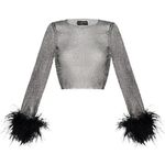 Santa Brands Feathers Top in Black XS/S New Womens Crystal Blouse Photo 10