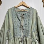 Free People jacket or mini dress denim pleated cover-up cotton linen blend Photo 2