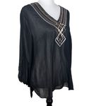Ellen Tracy NWT  Black Sequin All That Glitters Sheer Blouse Top Large Photo 5