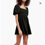 Free People  Violet Mini Dress In Black Size XS Puff Sleeve Tie Back Photo 7
