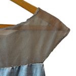 Adrianna Papell  NWT Icy Mint Pleated Satin Gown Size 12 Beaded Neck Formal Dress Photo 14