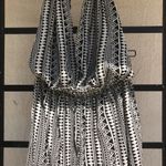 Elan  Women's Ivory Black Geometric Print Halter Jumpsuit Photo 1