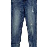 ZARA Cotton Skinny Mid Rise Distressed Stretch Casual Jean Hem Side Slits 2 Blue Photo 0