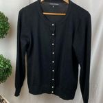 Catherine Malandrino  Black Long sleeve Pearl Button Cardigan Sweater L Photo 0